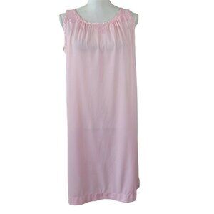 Vintage Gossard Artemis Nightgown Pink Satin Trimmed Small Roses Embroidery 60's